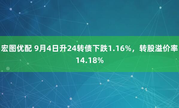 宏图优配 9月4日升24转债下跌1.16%，转股溢价率14.18%